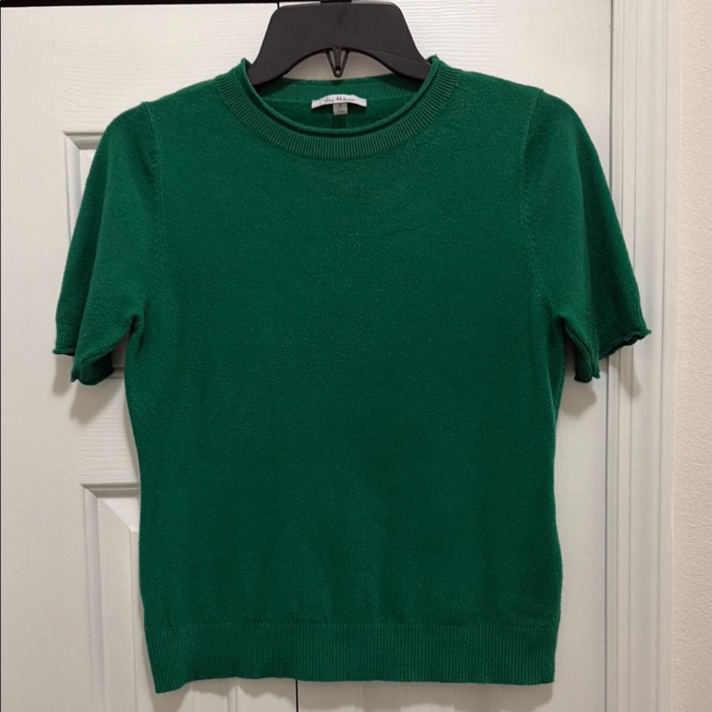 Vila Milano Emerald Green Short Sleeve Knit Top